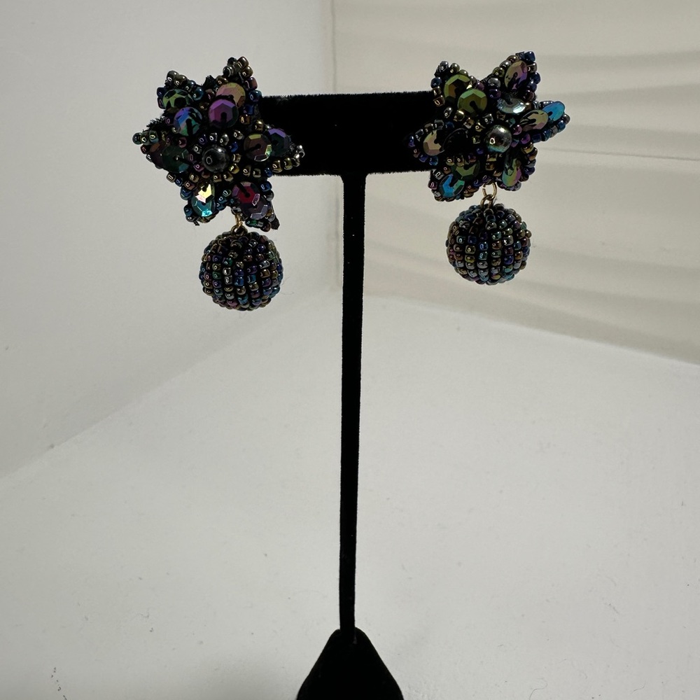 Star drop beaded post earring pair